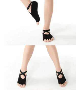 australian anti-slip yoga socks black five-toe design