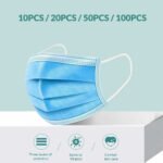 Disposable face mask Australia Blue color, front view, showing 3-ply design.