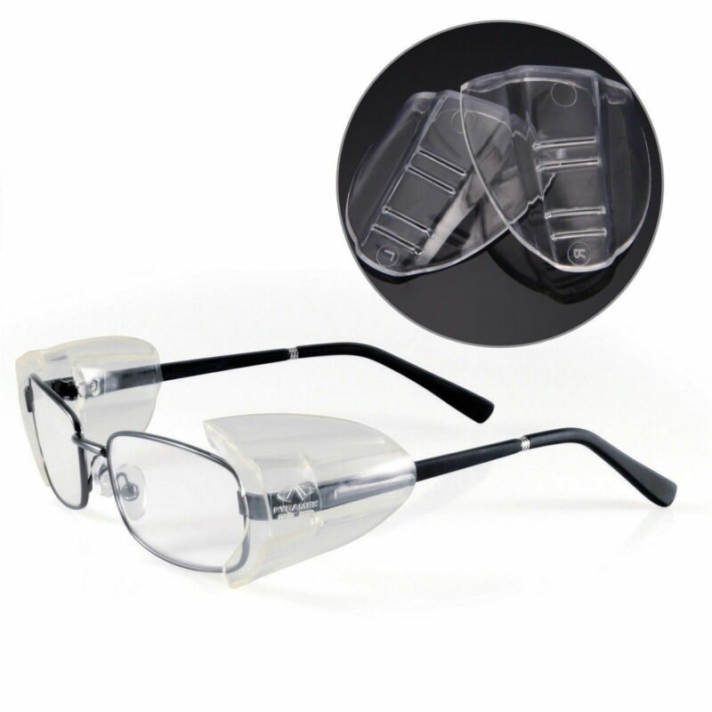 Safety glasses side shields Australia Clear color, front view, showing flexible TPU.