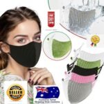 Reusable face mask Australia Blue color, front view, showing double-layer design.
