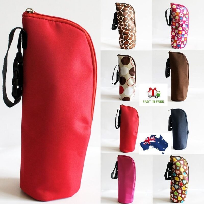 Baby milk warmer bag Australia Multicolor, front view, showing hang strap.