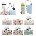 USB baby bottle warmer Australia Blue color, front view, showing insulated bag.