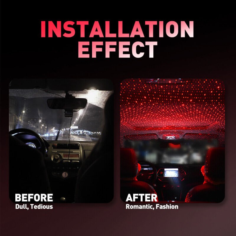 USB car starry sky lamp Australia Red LED, front view, showing projector tip.