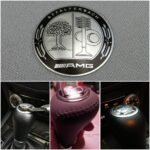 AMG Affalterbach badge Australia Polished silver, front view, showing 29mm emblem.