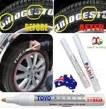 Tyre paint pen Australia White ink, front view, showing tip design.