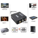 Mini AV to HDMI converter Australia, front view, showing 3RCA ports.
