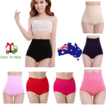 Woman in high waist tummy briefs Black color, front view, showing slim design.