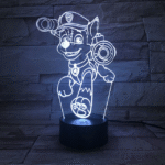 Person with Paw Patrol night light Australia Clear color, front view, showing 3D Chase figure.