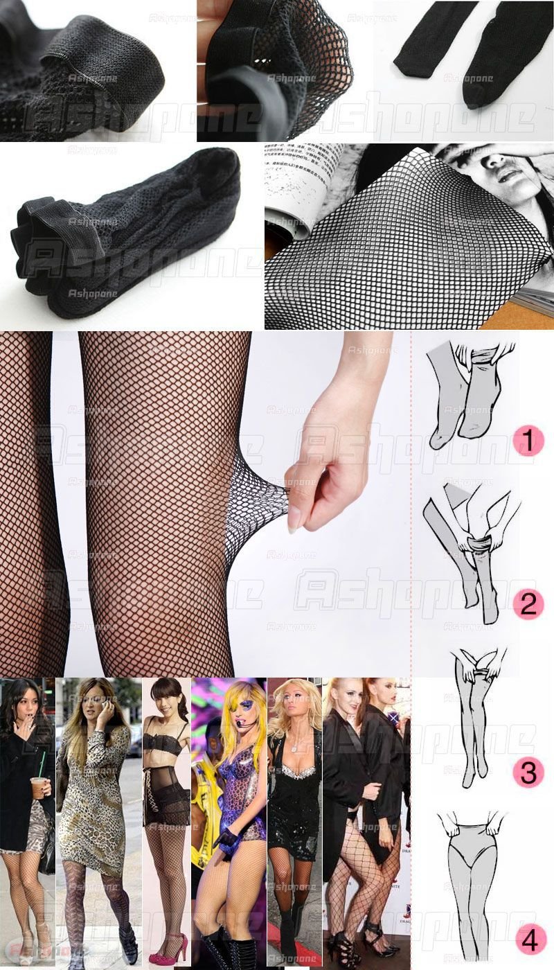 - 6 fishnet pantyhose black
