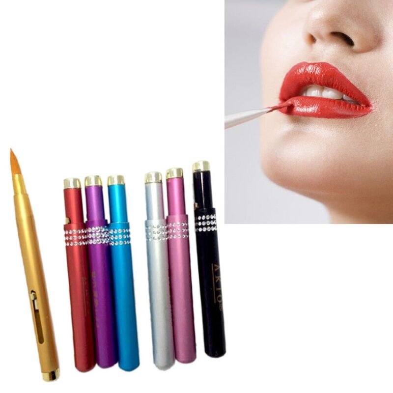 Compact retractable lip brush Australia in vibrant colour, folded at 6.6cm.