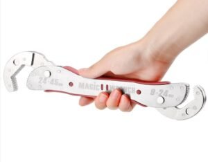 Magic wrench adjustable spanner Australia in silver, showing 9-45mm fit.