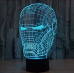 3D LED night light with Ironman head in an Australian bedroom.