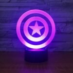 3D LED night light with Captain America shield in an Australian bedroom.