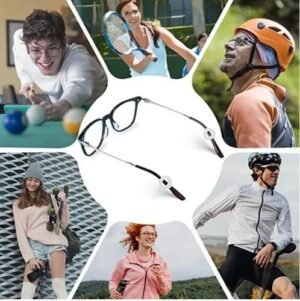 Black silicone anti-slip ear hooks for glasses.