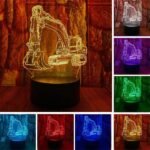 3D acrylic night lamp Australia online with excavator shape glowing in multiple colors.