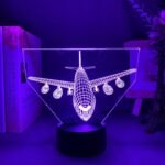 3D airplane night light Australia online with Boeing design glowing in multiple colors.