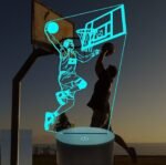 3D basketball slam dunk LED lamp glowing in a kids’ room in Australia.