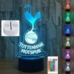 3D LED night light Australia with Tottenham Hotspur design glowing.