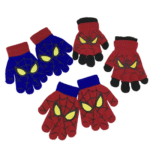 Red Spiderman gloves cartoon winter Australia on a child’s hands.