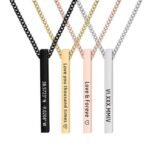 Engraved pendant necklaces Australia with heart and moon design in rose gold.