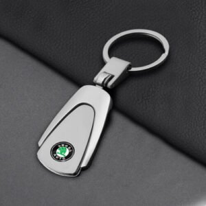 Skoda titanium keychain Australia online with car logo on a white background.