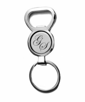 Custom bottle opener keychain Australia with engraved name on zinc alloy.