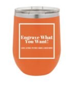 A personalised 12oz wine tumbler in black with engraving.