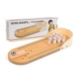 Mini tabletop bowling Australia set with wooden board and pins.