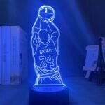 3D acrylic LED night light showing Kobe Bryant’s jump shot in purple glow.