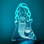 Australian 3D LED night light with Mermaid Ariel design glowing.