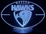 Australian sports LED night light with Hawthorn Hawks design glowing.