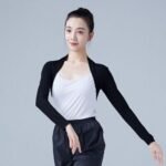 Australian women ballet sweater in black with long sleeves.