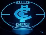 Carlton FC LED night light Australia glowing in a bedroom.