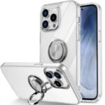 A clear transparent ring holder case on an iPhone 14.