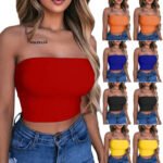 Women’s tube top Australia in black strapless design.