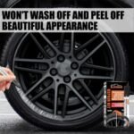 Durable car paint pen Australia repairing a black car wheel scratch.