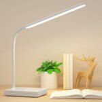 White foldable anti-rust desk lamp Australia with USB charging port.