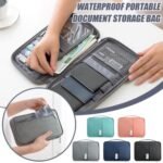 Black waterproof travel wallet Australia with zip closure.