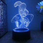 Red Spiderman 3D LED night light Australia glowing on a kid’s desk.