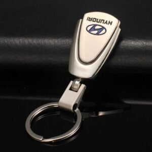 Silver Hyundai titanium keyring Australia with logo emblem on a car key.