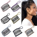 Black Magic vintage banana hair comb Australia styling an updo on medium hair.