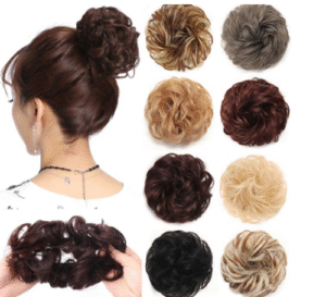 Women DIY Curly Wig Hair Scrunchie Chignon With Rubber Band Hairpieces Synthetic