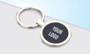 Custom keyring Australia with chrome plated finish and personalised text.
