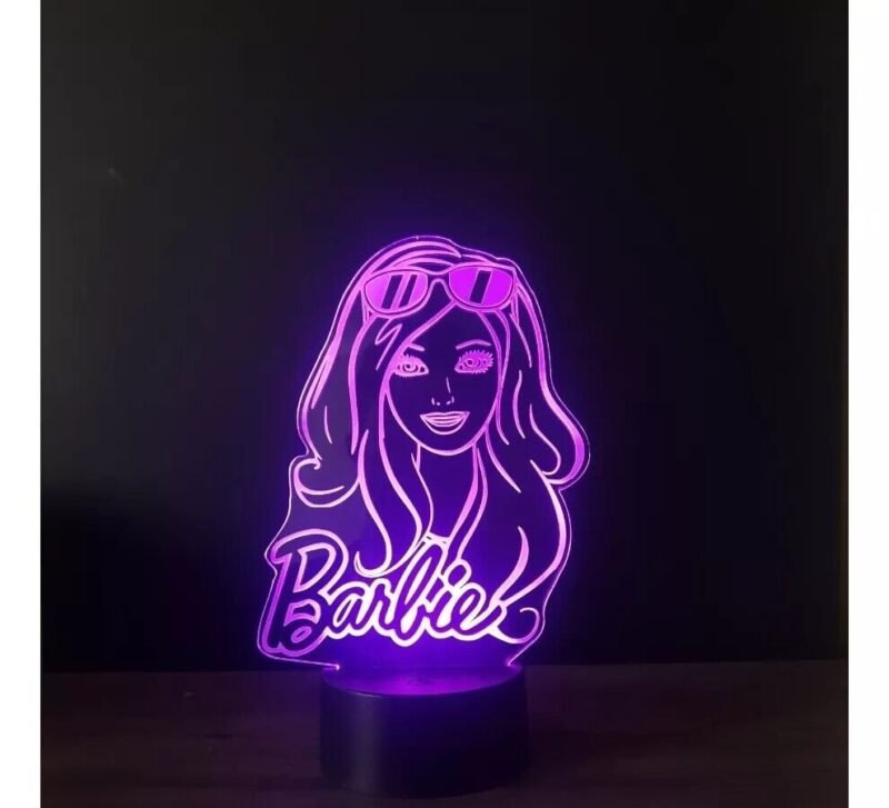 3D LED night light Australia with Barbie anime design glowing.