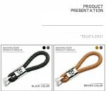 Comparison of keychain materials including titanium, leather and stainless steel protecting car key fobs from scratches