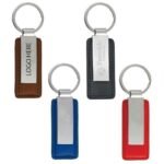 Black engraved leather keyring Australia with custom initials.